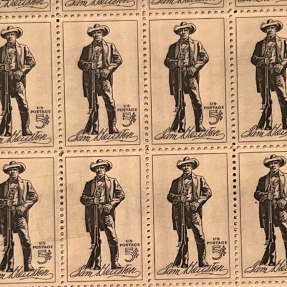 MNH 1964 Sam Houston Sheet of 50 5c Stamps Scott #1242 - Picture 1 of 2